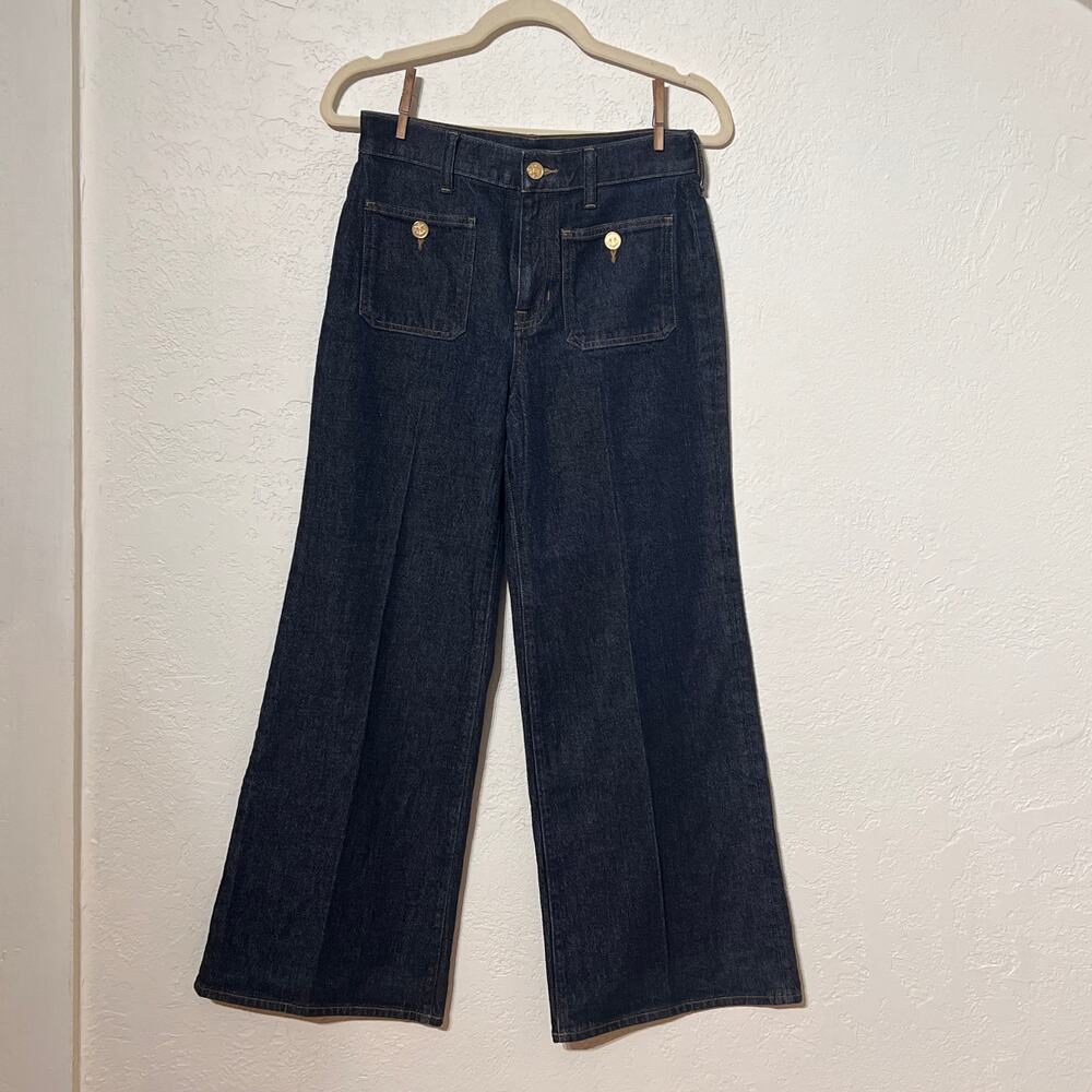 Dark Wash Denim Trousers 27P Straight Leg Sustainable J.Crew Casual Chic
